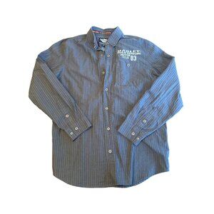Harley-Davidson Striped Long Sleeve Button-Up Shirt L Tall 60% Cotton 40% Polyes